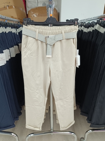 Gumis derekú, tavaszi női nadrág + öv - BB9215 - Drapp