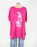 Nagyméretű virágmintás póló (Liliom) - P2607 - Pink