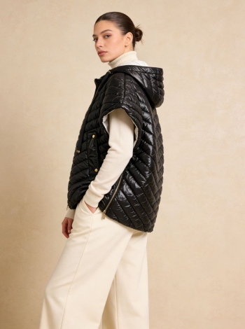 Oversize steppelt női mellény - FLY-3020 - Fekete