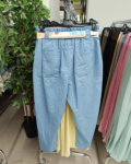 Magas derekú, bő szárú farmer jellegű női nadrág + Sál - N31057 - Világoskék
