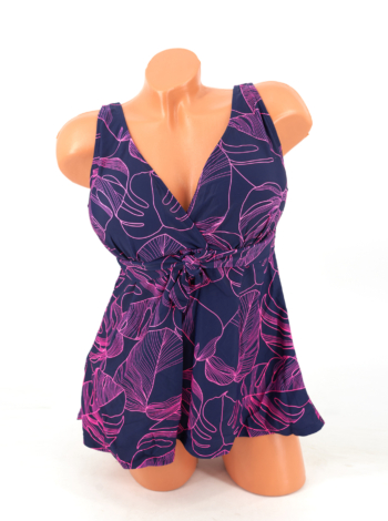 Sortos szoknyás tankini - F26311 - Pink