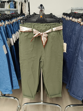 Vékony, nyári női nadrág + Sál - N9673 - Khaki