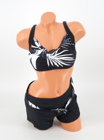 Toppos, sortos bikini - F26711 - Fekete-fehér