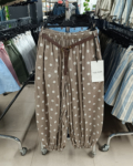 LUX LUNA - Pöttyös, női pamut hárem nadrág - N52588 - Fango