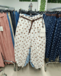 LUX LUNA - Pöttyös, női pamut hárem nadrág - N52588 - Fehér / Bézs