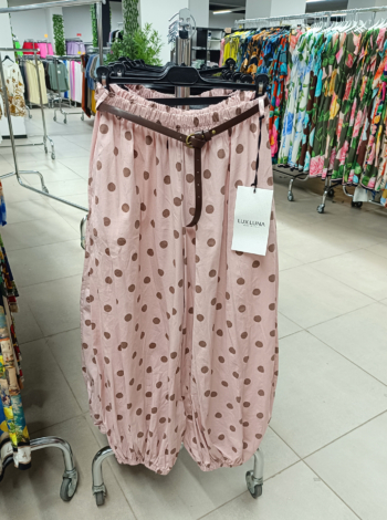 LUX LUNA - Pöttyös, női pamut hárem nadrág - N52588 - Rózsaszín