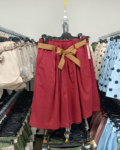 Magas derekú, bőszárú, pamut női bermuda nadrág - N9686 - Bordó