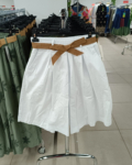 Magas derekú, bőszárú, pamut női bermuda nadrág - N9686 - Fehér
