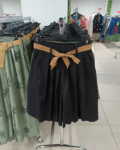 Magas derekú, bőszárú, pamut női bermuda nadrág - N9686 - Fekete