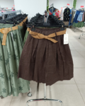 Magas derekú, bőszárú, pamut női bermuda nadrág - N9686 - Sötétbarna