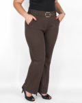 Magas derekú, elegáns női nadrág + öv - N3121 - Csokibarna