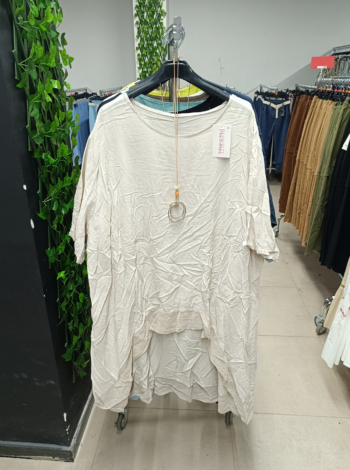 Nagyméretű tunika + nyaklánc - R22244 - Bézs