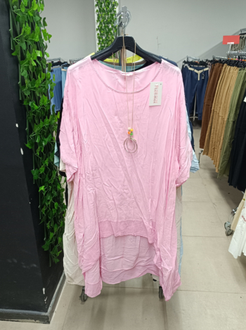 Nagyméretű tunika + nyaklánc - R22244 - Rózsaszín