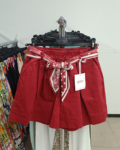 Pamut női rövid nadrág + ajándék sál - N97805 - Bordó