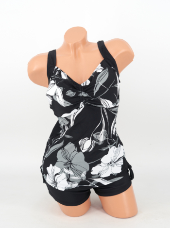 Sortos tankini - F26701 - Fekete-fehér