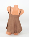 Zárt hátú, sortos szoknyás tankini - F26310 - Homok barna
