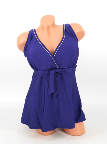 Zárt hátú, sortos szoknyás tankini - F26310 - Kék