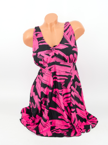 Hosszú szoknyás, sortos tankini – F25550 – Pink-fekete
