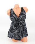 Sortos szoknyás tankini - F26311 - Fekete-Fehér