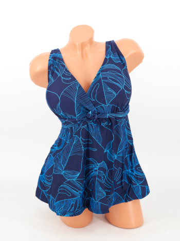 Sortos szoknyás tankini - F26311 - Sötétkék-Kék