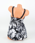 Sortos szoknyás tankini, zárthátú (2 részes szett) - F26119 - Fekete-Fehér