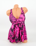 Sortos szoknyás tankini, zárthátú (2 részes szett) - F26119 - Fekete-Pink