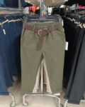 Gumis derekú, női sztreccs nadrág + Öv - N9995 - Khaki