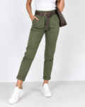 Gumis derekú, női sztreccs nadrág + Öv - N9995 - Khaki