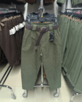 Gumis derekú, női sztreccs répanadrág + öv - N2607 - Khaki zöld