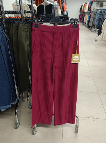 Egyenes szárú kötött nadrág, bordázott - N25075 - Bordó