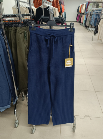 Egyenes szárú kötött nadrág, bordázott - N25075 - Sötétkék