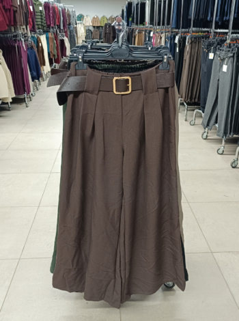 Elegáns, női nadrágszoknya + öv - N3544 - Csokibarna
