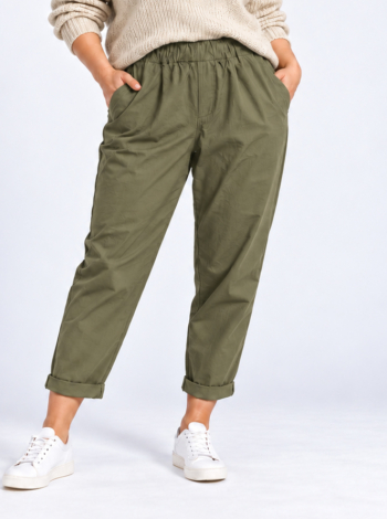 Gumis derekú, sztreccs répa nadrág - N10106 - Khaki zöld