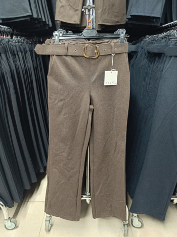 Magas derekú, elegáns női nadrág + öv ( Őszi-Téli ) - N3121Z - Csokibarna